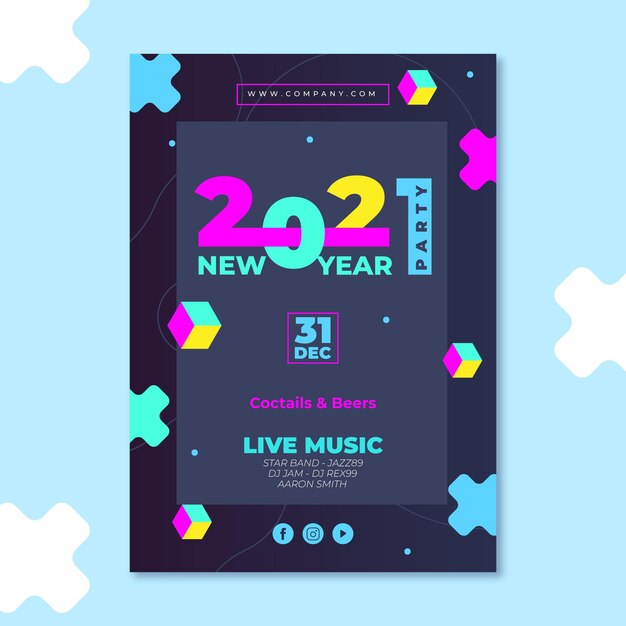 New year 2021 party poster template