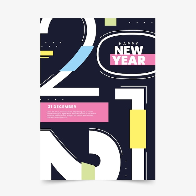 New year 2021 party poster template