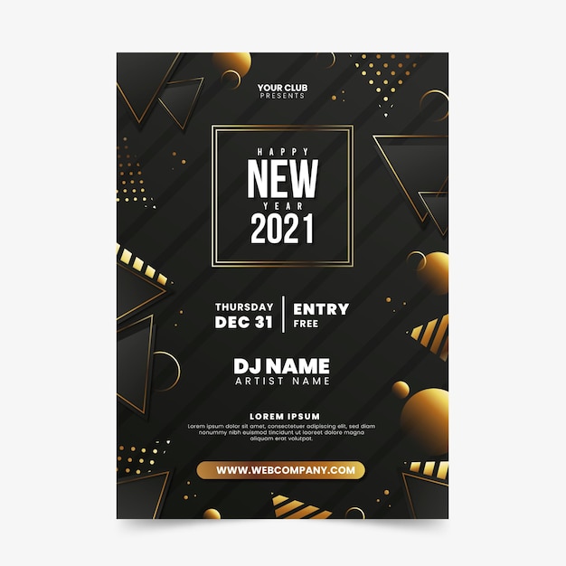 Free vector new year 2021 party poster template