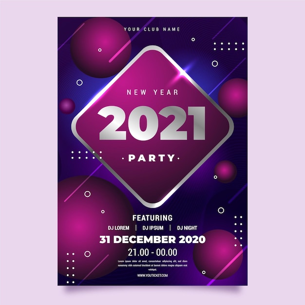 Modello di poster festa di capodanno 2021