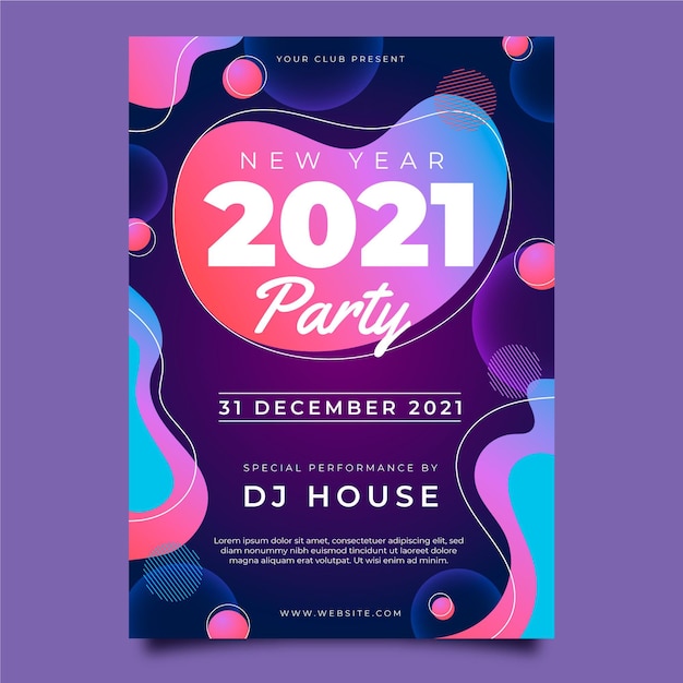 New year 2021 party poster template