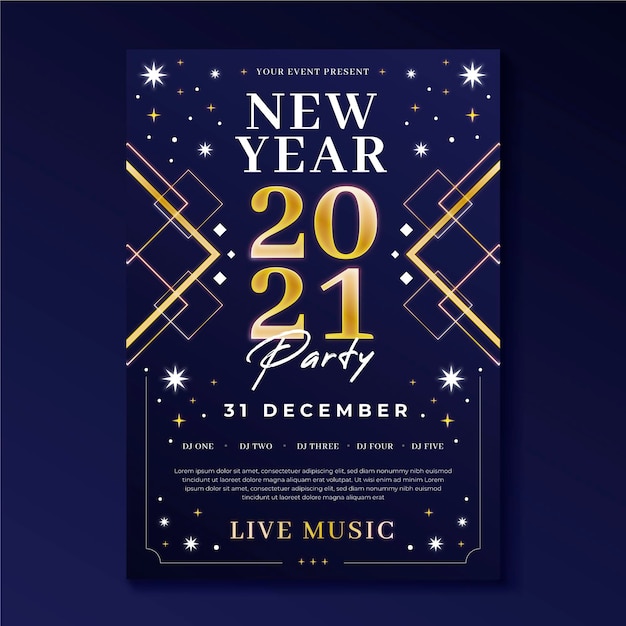 New year 2021 party poster template