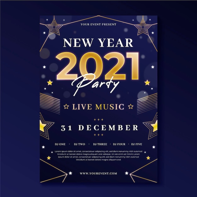 Free vector new year 2021 party poster template