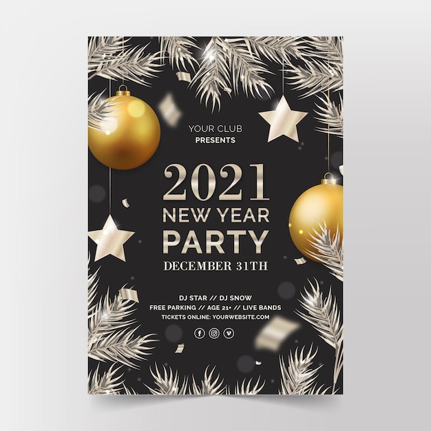 New year 2021 party poster template