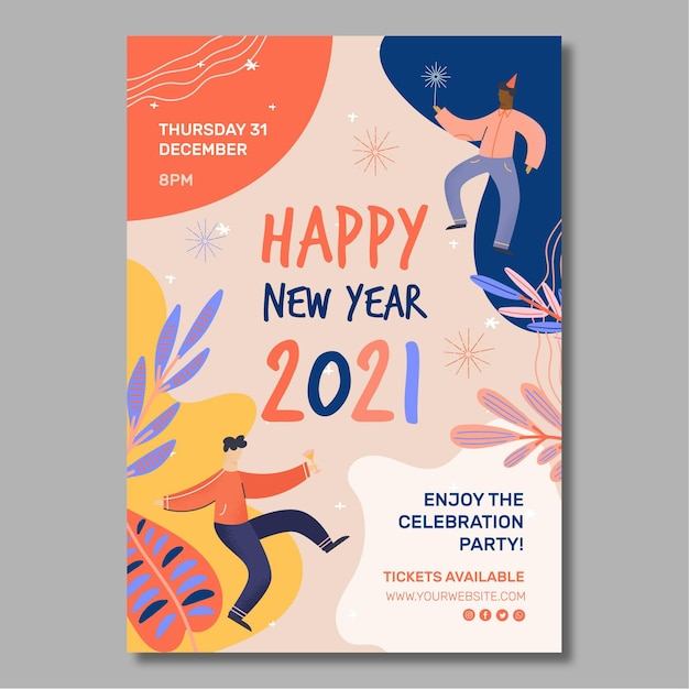 Free vector new year 2021 poster a4