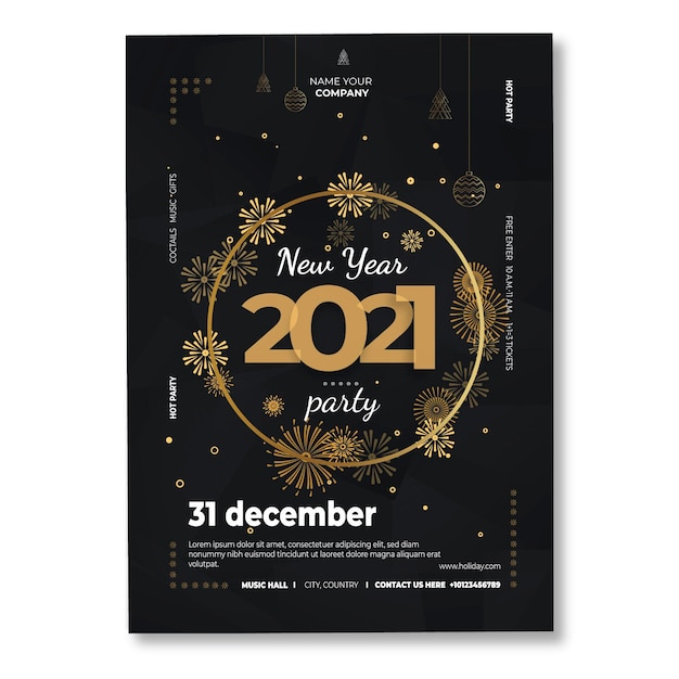Бесплатное векторное изображение Шаблон новогоднего плаката 2021