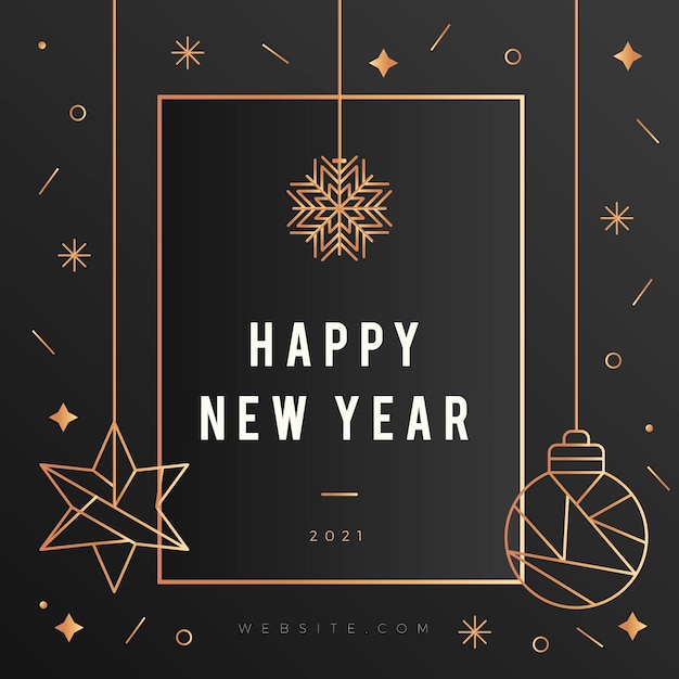 New year 2021 with realistic golden decoration background