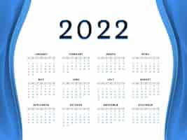 Free vector new year 2022 calendar elegant blue wave design vector