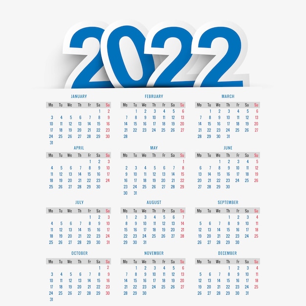 New Year 2022 Calendar Template Design