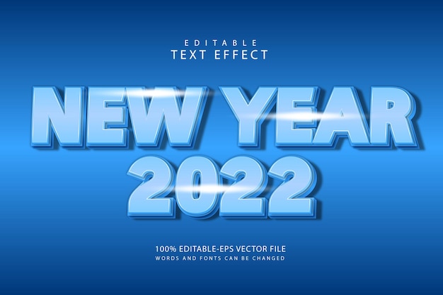 New year 2022 editable text effect 3 dimension emboss modern style Premium Vector
