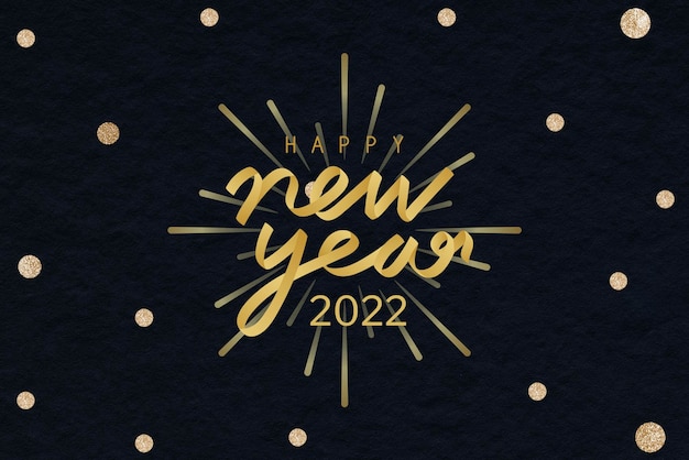 Бесплатное векторное изображение Новый год 2022 hd фон, золотой блеск текст для векторной карты diy