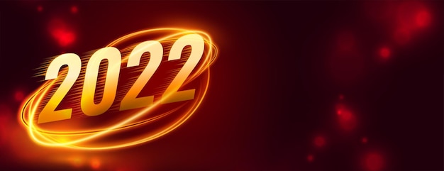 New year 2022 light streak with golden text effect