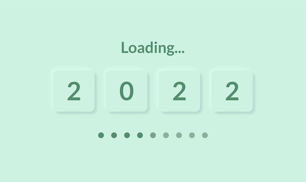 New year 2022 neumorphic block with loading screen background