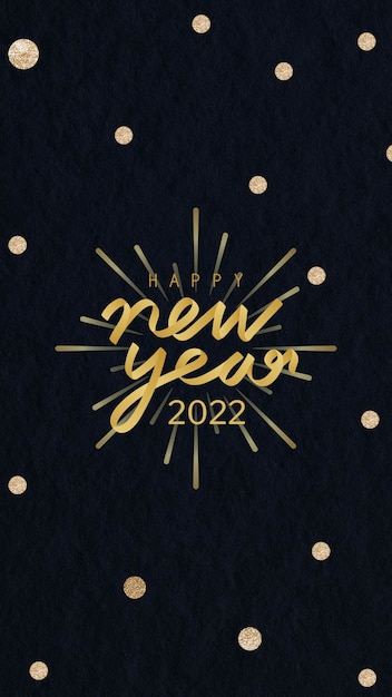 Free vector new year 2022 phone wallpaper hd gold glitter text background vector