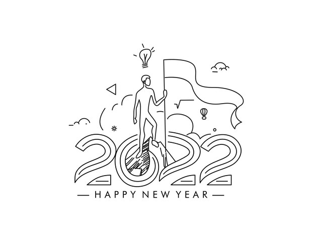 New Year 2022 Text Typography Design illustration.