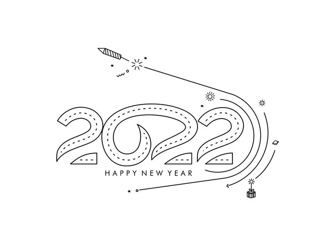 新年2022年テキストタイポグラフィデザインイラスト。
