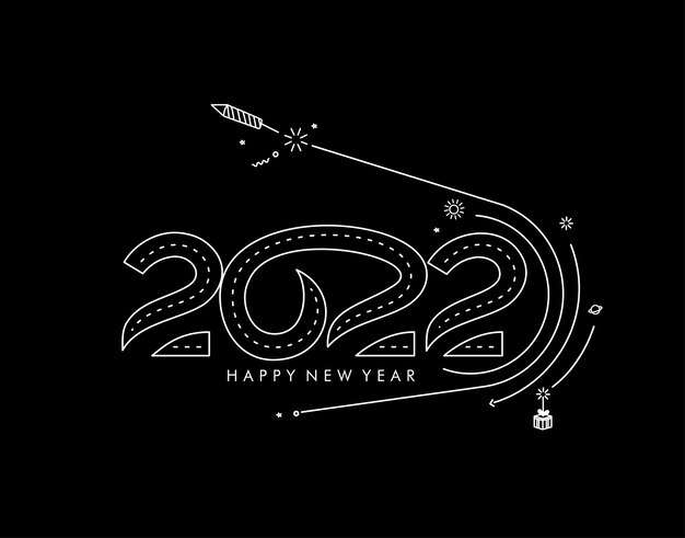 Новый год 2022 текст типографии дизайн иллюстрации.