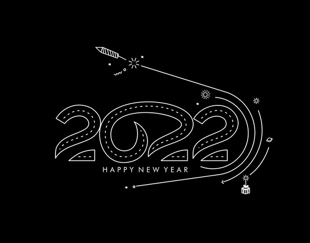 New Year 2022 Text Typography Design illustration.