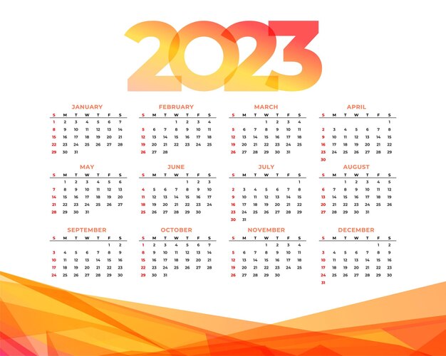 New year 2023 calendar in abstract style design
