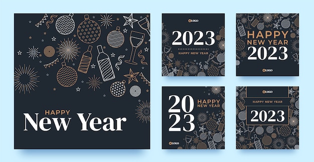 2023年の新年のお祝いinstagramの投稿コレクション