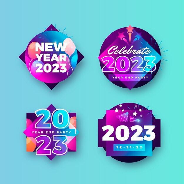 new year 2023 celebration labels collection