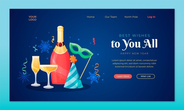 New year 2023 celebration landing page template