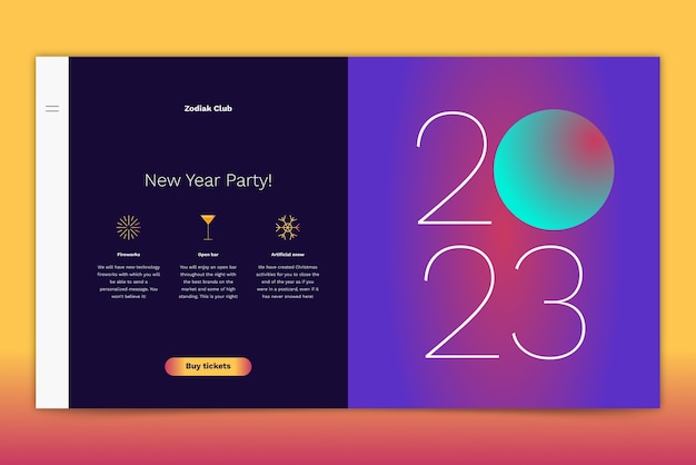 New year 2023 celebration landing page template