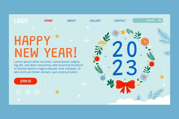 New year 2023 celebration landing page template