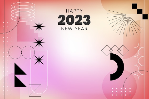 Free vector new year 2023 celebration photocall template