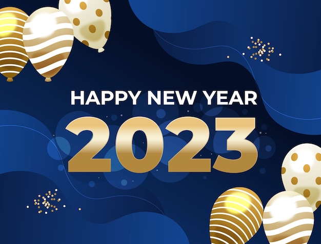 Free vector new year 2023 celebration photocall template