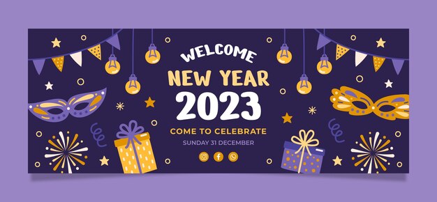 New year 2023 celebration social media cover template