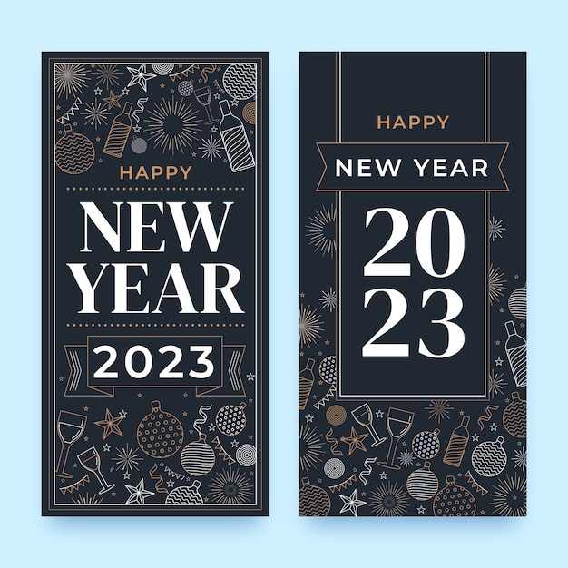 Free vector new year 2023 celebration vertical banner template