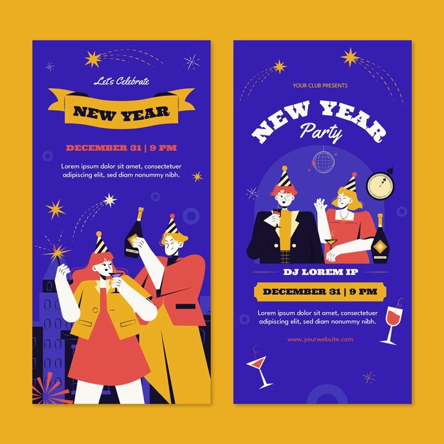 New year 2023 celebration vertical banners set