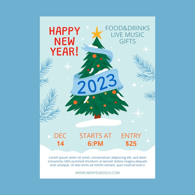 New year 2023 celebration vertical poster template