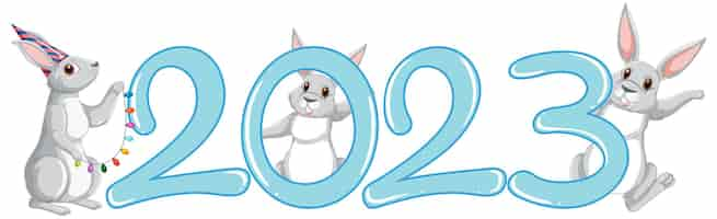 Free vector new year 2023 rabbit sign icon