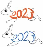 Free vector new year 2023 rabbit sign icon