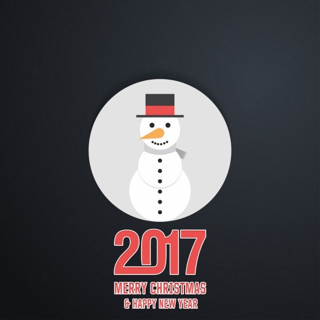 Free vector new year background 2017 with snowman