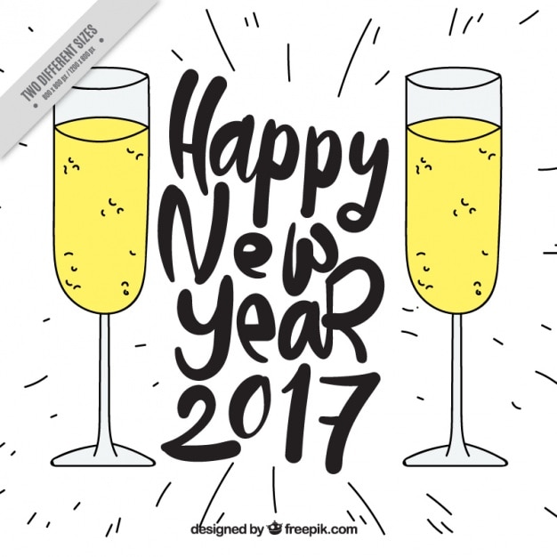 Бесплатное векторное изображение Новый год фон фужеры эскизов