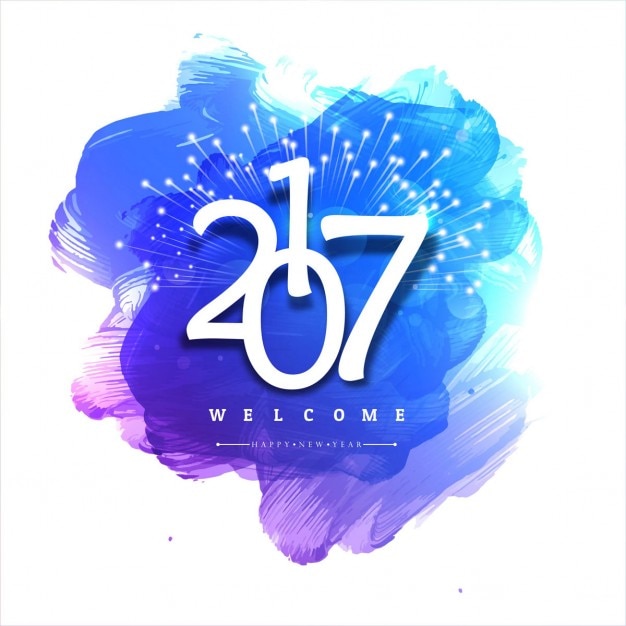 Free vector new year background with blue watercolor