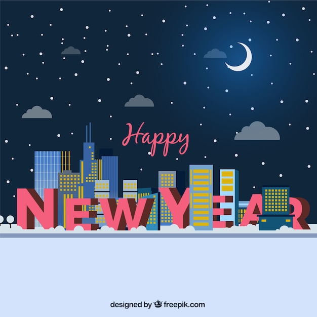 Free vector new year background with buildings