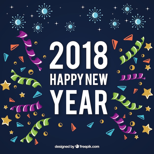 New year background with colorful confetti