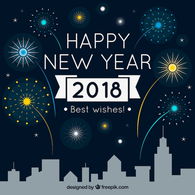Free vector new year background with colorful fireworks