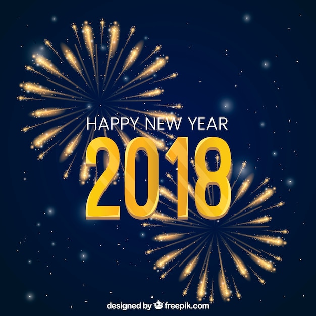 Free vector new year background with elegant fireworks