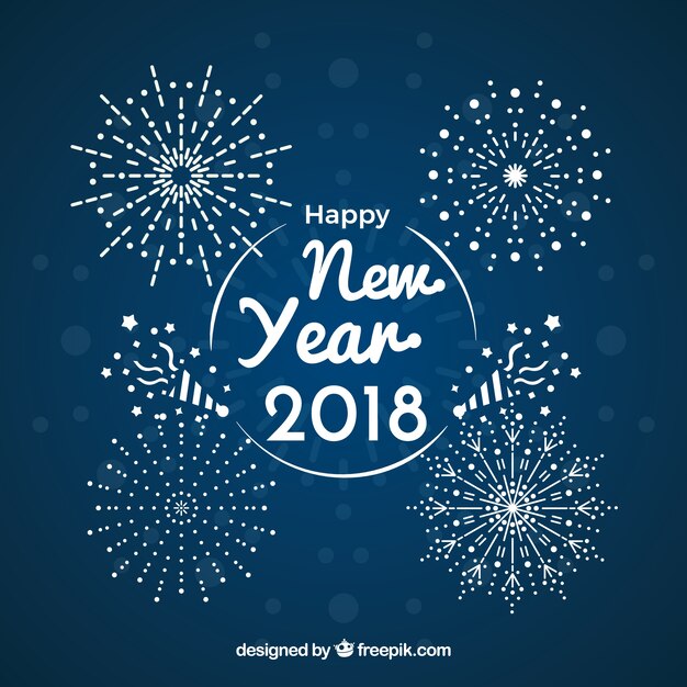 Free vector new year background with fireworks design