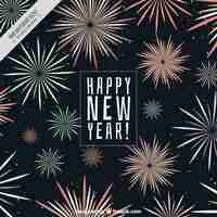 Free vector new year background with fireworks in different colors