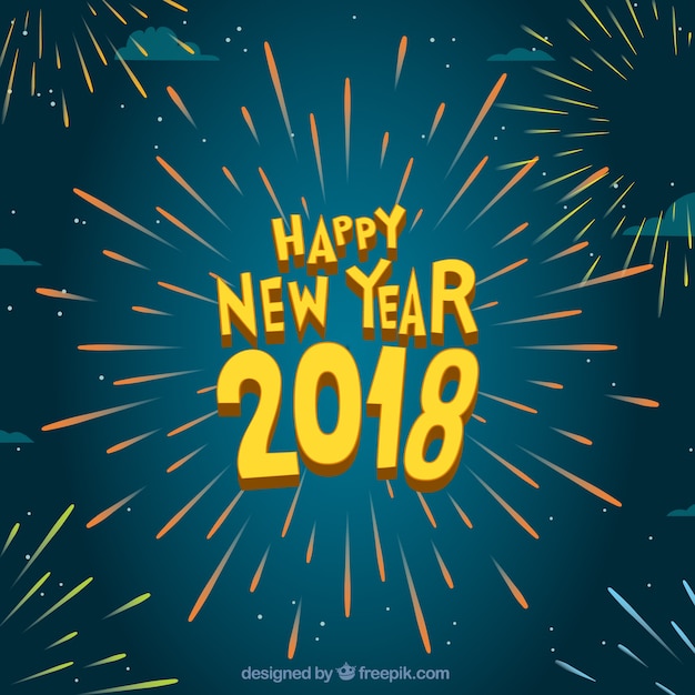 Free vector new year background with fireworks