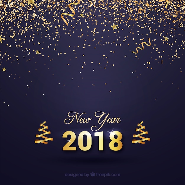 Free vector new year background with golden confetti