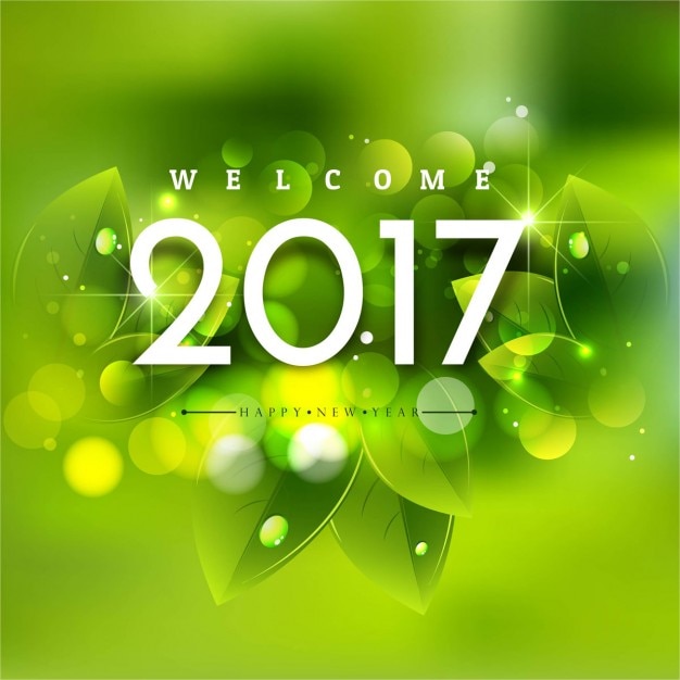 New year background with green leaves