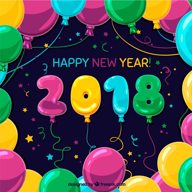 New year background with many colourful balloons