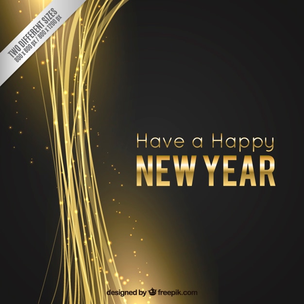 Vettore gratuito nuovo anno backrgound in colore dorato e nero
